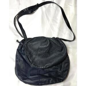 Vintage Blue Leather Crossbody HOBO Bag Purse‎ Soft Buttery Leather 70s SERTA